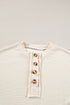 Apricot Corded Texture Lantern Sleeve Buttons Henley Sweatsuit